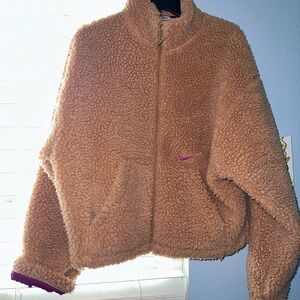 Nike full zip teddy chestnut jacket in size L